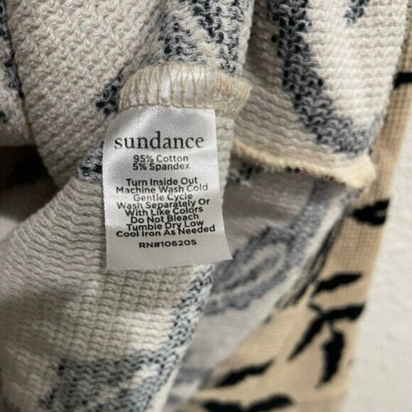 Sundance Floral Casual Preppy Thermal Cotton Top Boho Women’s Neutral - Picture 6 of 7